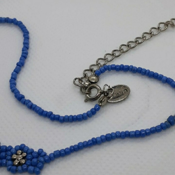 Blue silver Clare's 90s Beaded choker Necklace Girls  Adjustable Jewelry - Picture 2 of 5